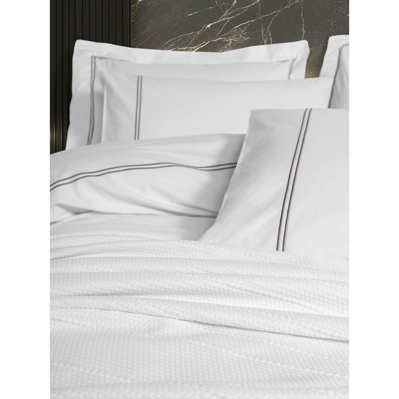 Harper White Cotton Waffle Pique Bedspread Set