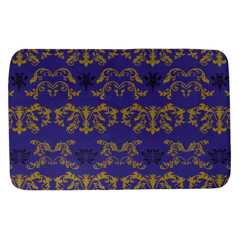 Tapis pour salle de bain Baltimore, l 17 po x L 24 po, Or métallique / mauve / noir