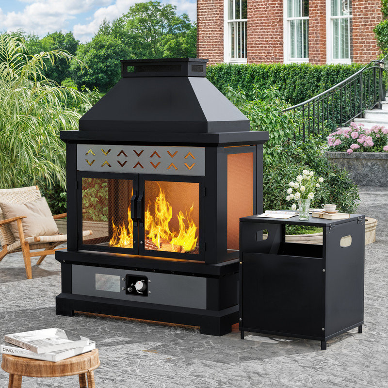 5000 BTU Outdoor Steel Gas Fireplace with PV Rain Cover