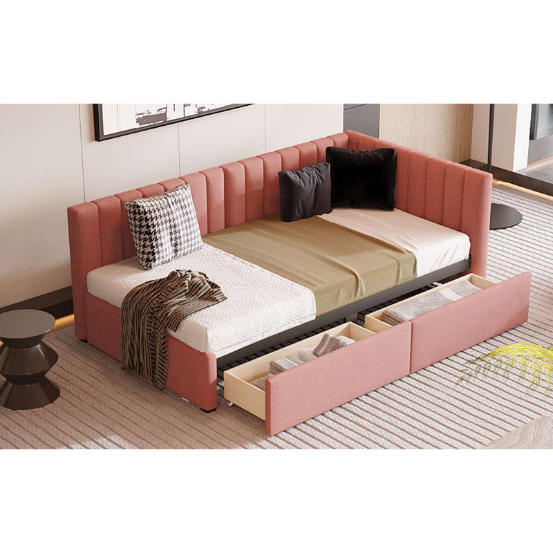 Modern Dalsanto Solid Wood Daybed, Pink