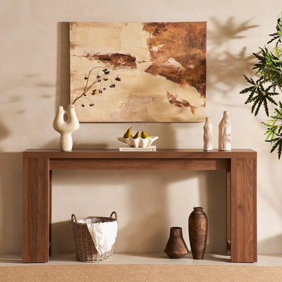 68" Wood Console Table - Farmhouse Narrow Entryway Hallway Sofa Table for Living Room , Walnut