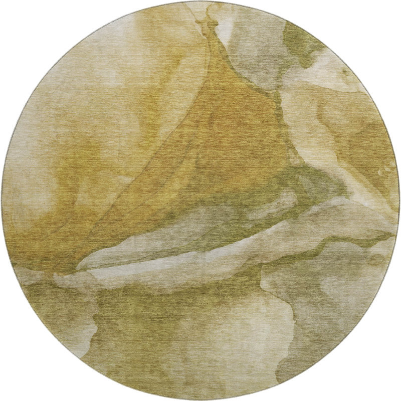 Premium Machine Washable Mayfield AMF1937 Abstract Rug, Round 8'