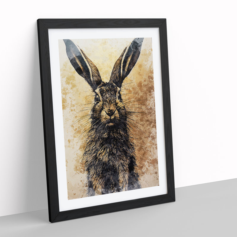 Portrait Of A Hare No.1 - Single Picture Frame Print, 64cm H x 46cm W x 2cm D, Black Framed