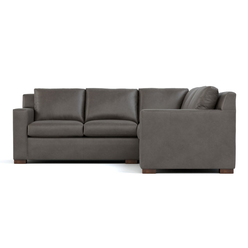 Keene Leather Sectional, Alameda Anthracite Genuine Leather