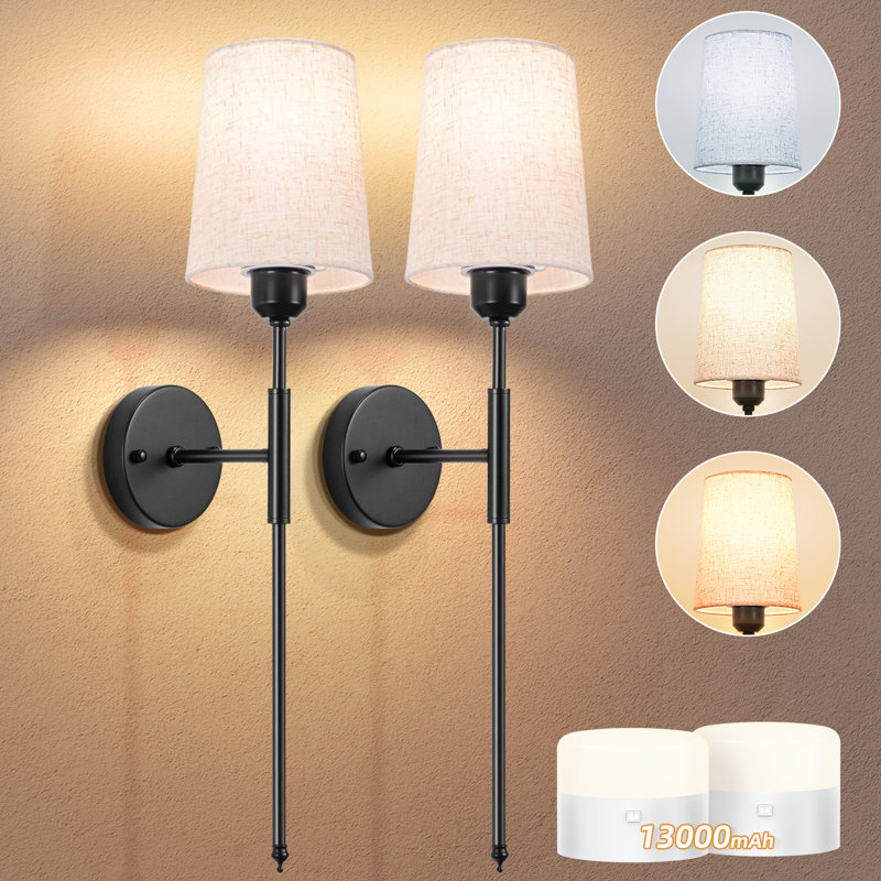 Wall Sconce Set Of 2, Rechargeable Wall Sconces 13000 Mah Battery Powered Sconces Wireless Dimmable Sconces Wall Lamps Battery Operated Wall Lights For Bedrooms Living Room Hallway Decor