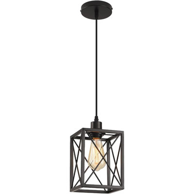 Black Pendant Lighting Modern Pendant Light, Adjustable Pendant Light Fixture,Pendant Lights Kitchen Islandlight (1 Pack Square Pendant Light)