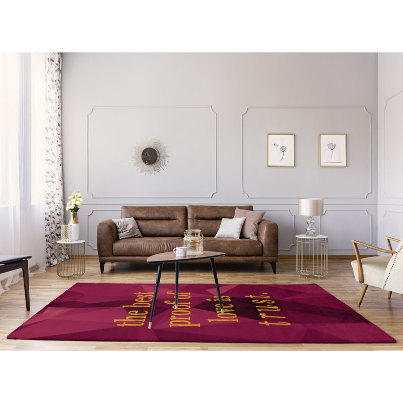 Tapis en simili-gemme love & trust quote, Rectangle 5 pi x 7 pi