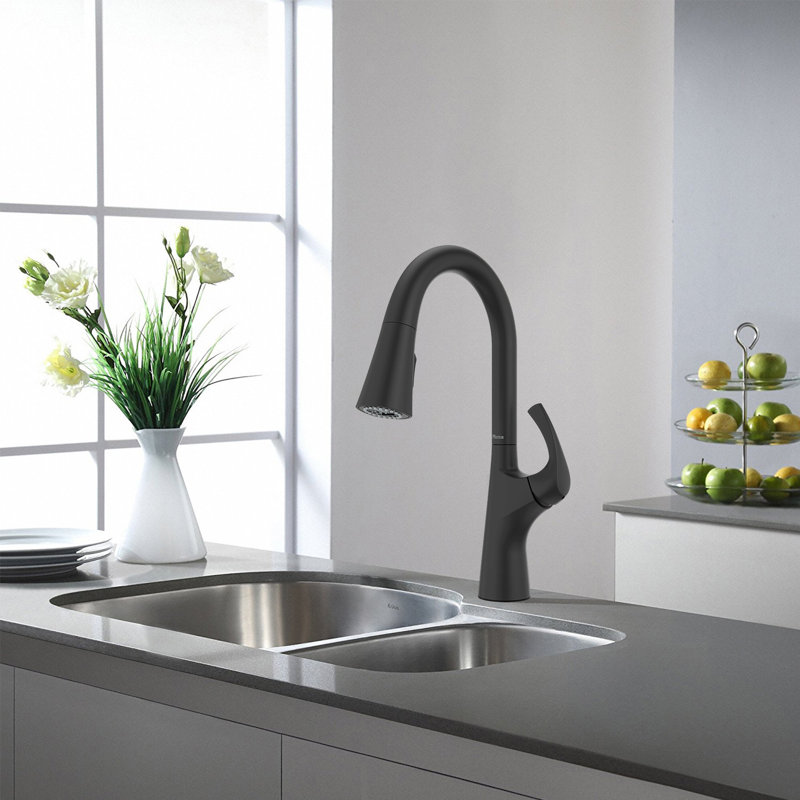 High Arc Kitchen Faucet With Pull-Down Sprayer, Single Handle Faucet., Matte Black
