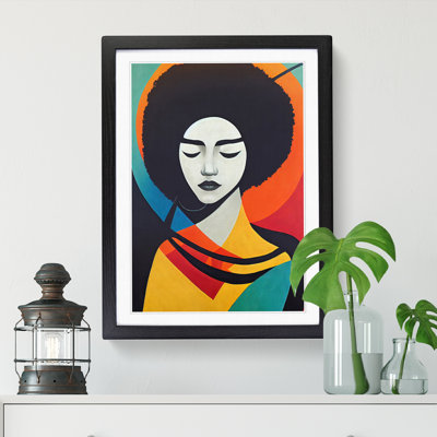 FRM-V0523-2933X Woman With Afro Abstract Vol.3 - Single Picture Frame Print