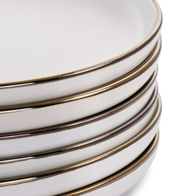 Ensemble d'assiettes en grès 6 pièces Elama Arthur, Blanc mat