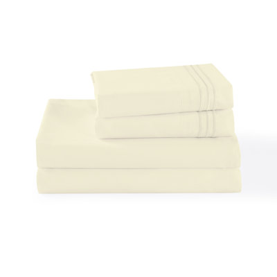 3/4 Pcs Soft Solid & Embroidery Bed Sheets Set