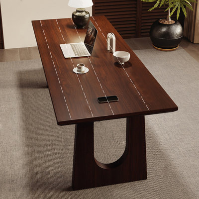 Walnut Colour Rectangular Solid Wood desk