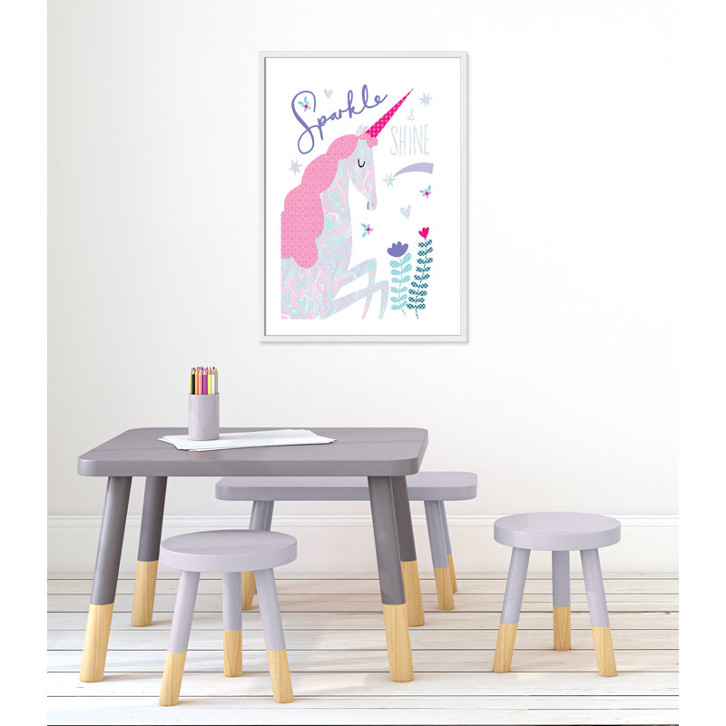 «Sparkle Unicorn», art encadré, H 34,5 po x l 24,5 po x P 0,63 po, Cadre blanc