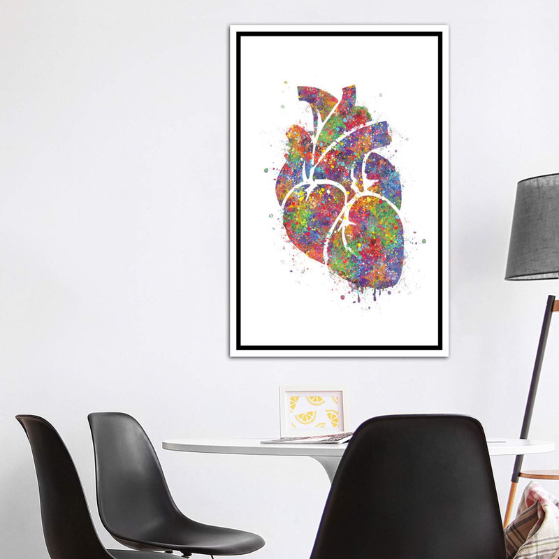 «Heart Anatomy III» - reproduction, H 60 po x l 40po x P 1,5 po, Cadre blanc