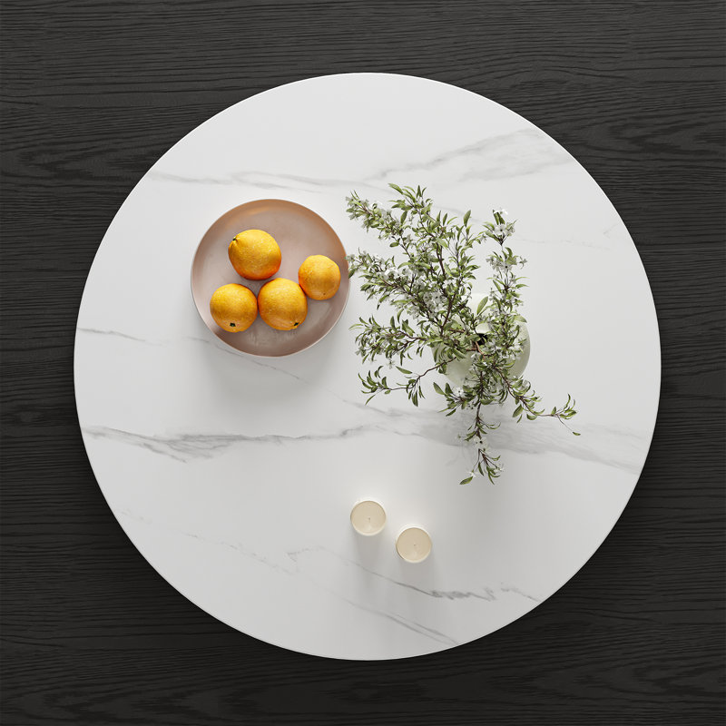 Plateau tournant rotatif à 360 ° en bois fritté Lazy Susan (table non incluse), Blanc montagne enneigée