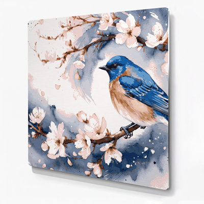 Birds Eastern Bluebird Beige Metal Wall Art