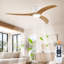 Ventilateur de plafond réversible de 52 pouces avec pales en bois massif, éclairage DEL à intensité variable et télécommande