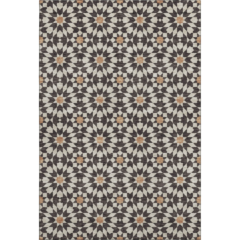 Premium Machine Washable Tweedy Charcoal Rug, Rectangle 5' x 7'6"