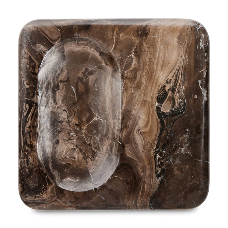 Rossi Marble Decorative Plate, Rocky Brown Marble