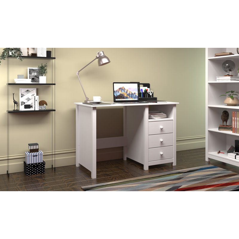 Albrecht Desk Solid Wood - Versatile desk for home office or study, blending style and function, White