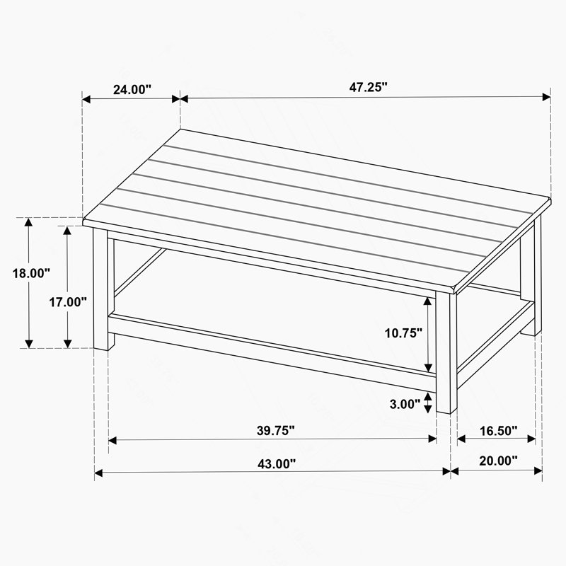 Table basse en bois délavé avec tablette Java, Noir