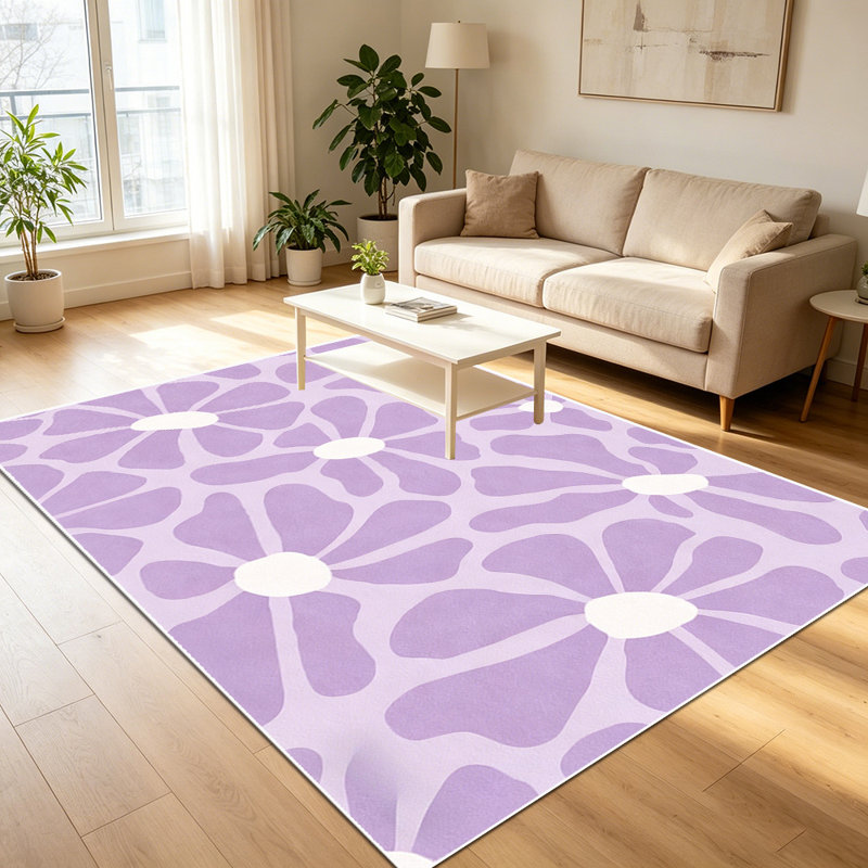 1PC purple daisy floral printed area rugs, Soft and Comfortable, easy-to-maintain, machine washable Indoor floor mat, suitable for living room, bedroom, balcony, porch, kitchen, hallway, dining area, Home Decor, Outdoor Decor.