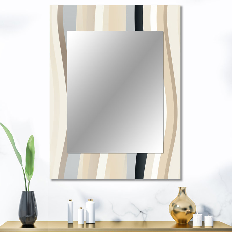 Shaylen Balilibed Lines - miroir mural unique rayé, rayé, miroir abstrait, impression d'art en métal, 40 po x 30 po