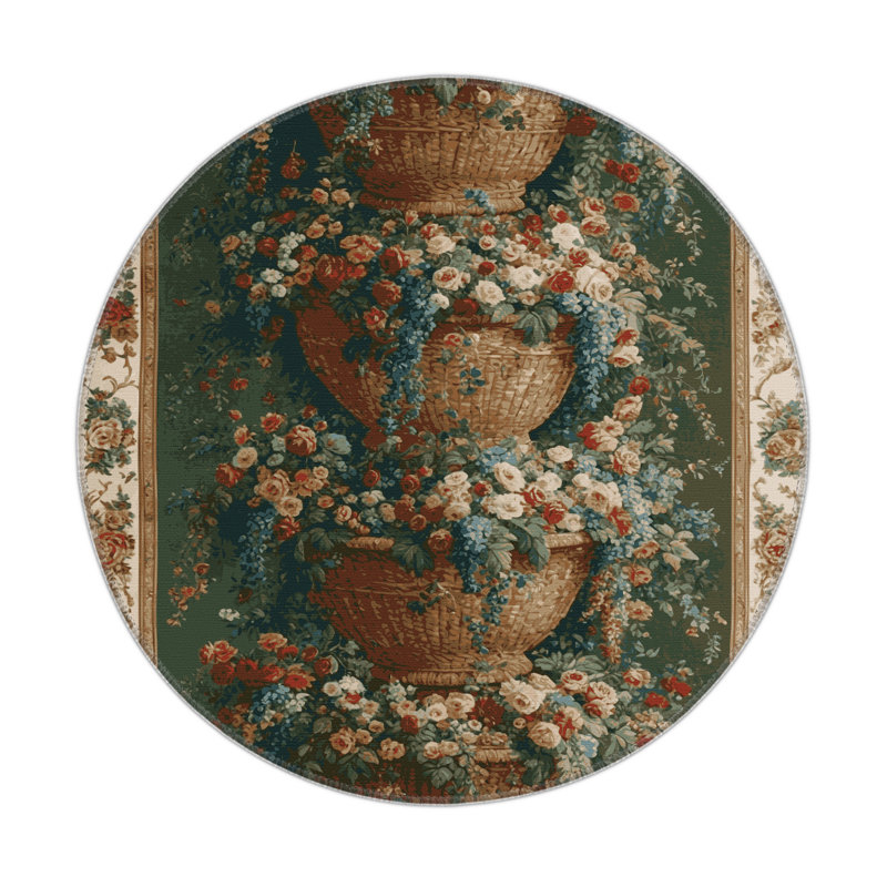 Tapis d'intérieur et d'extérieur brun français, Rond 5 pi