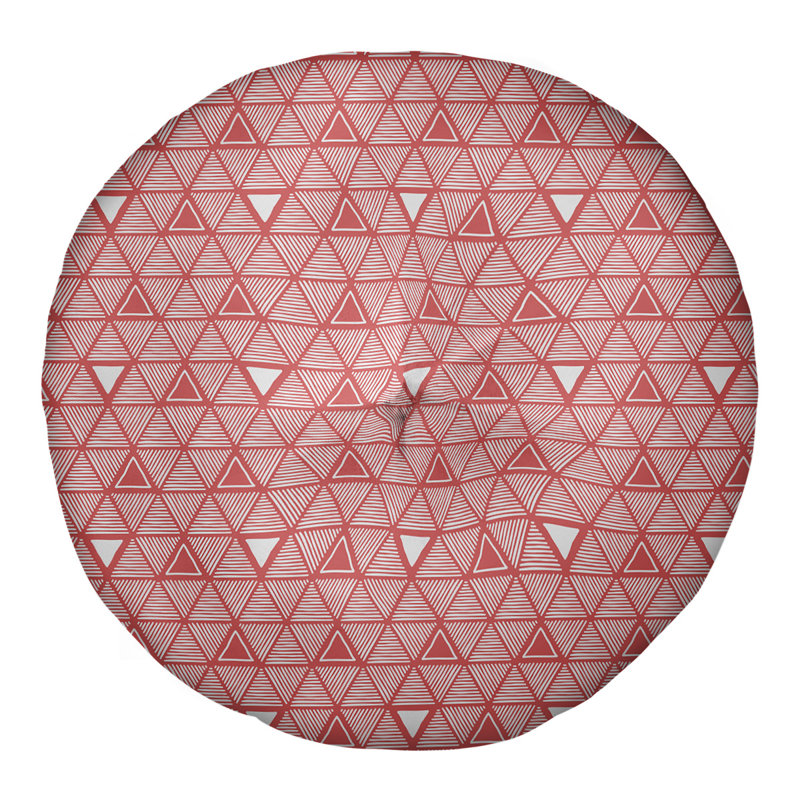 Coussin de sol classique à motif de triangles dessinés à la main, 26 po x 26 po, Corail clair