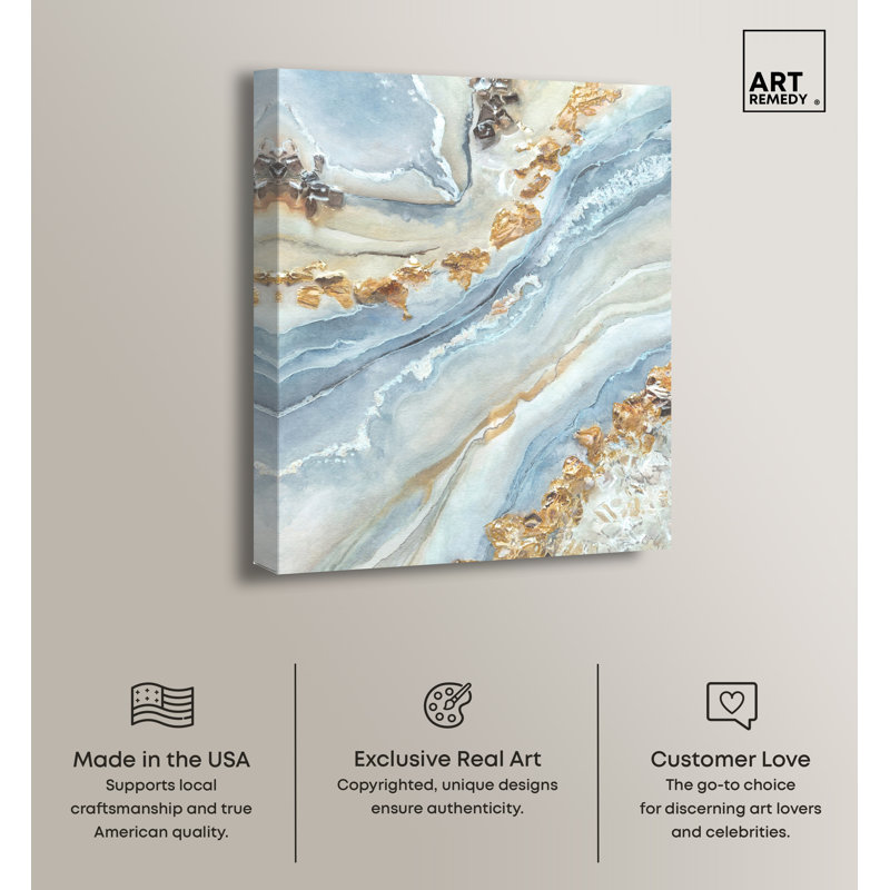 Gallery Wrapped Blue and Gold Abstract Canvas Wall Art, 20" x 24"