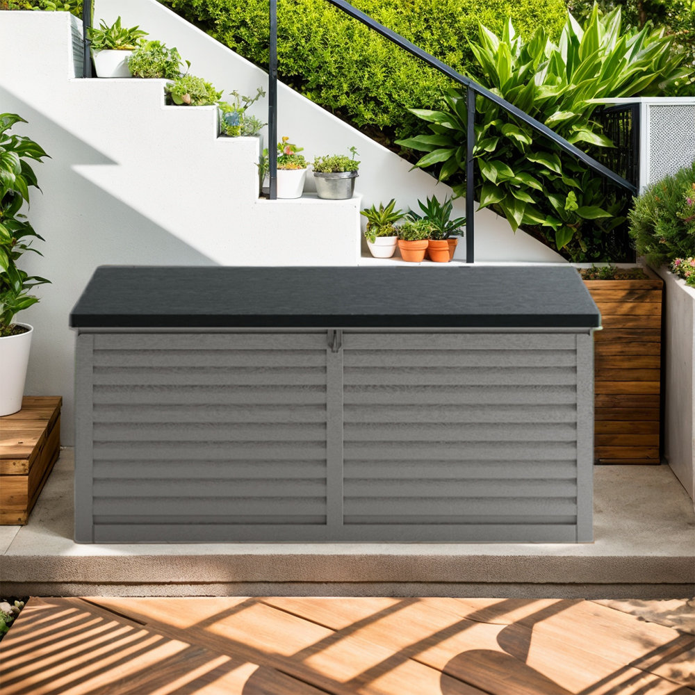 130 Gallon Patio Resin Deck Box, Large Outdoor Storage Box for Patio Furniture, Storage Bench iYofe