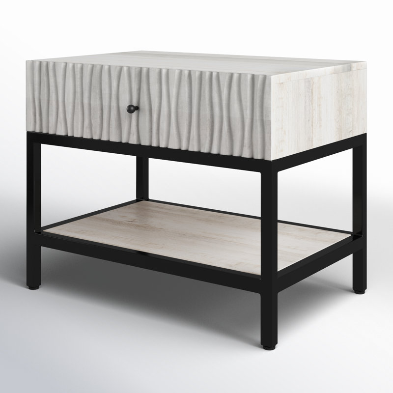 Oldham 1 - Drawer Metal in White/Black