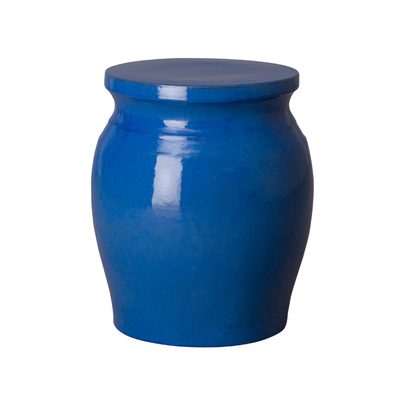 Tabouret de jardin en céramique Clesha, Bleu