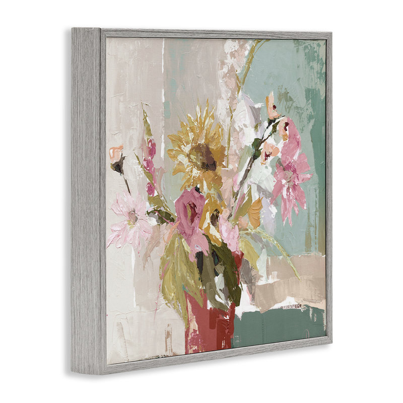 Vase de tournesol mixte, giclée abstraite, design par Susan Pepe, Estampe numérique Farmhouse, H 24 po x l 24 po