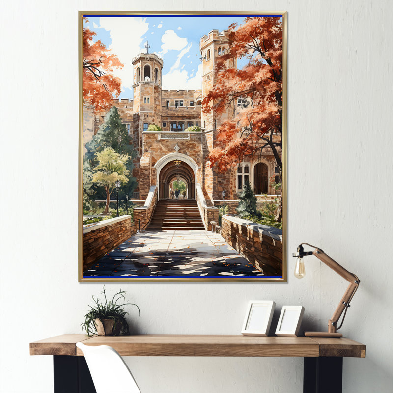 Université Crumlin Stanford extrêmement détaillée I, Cadre flottant doré, H 32 po x l 24 po x P 1 po