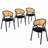 Mid-Century Modern Velvet Dining Chair with Cane Rattan Back, Luxury Boho Accent Chair with Stainless Steel Legs for Kitchen & Bistro-1404574334-1365189870