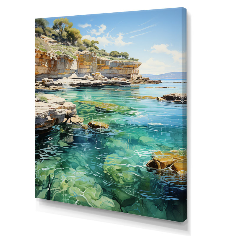 Spain Dramatic Cliffs Of Mallorcain - Nautical & Beach Wall Art Prints, H 40 po x l 30 po x P 1,5 po, Toile tendue