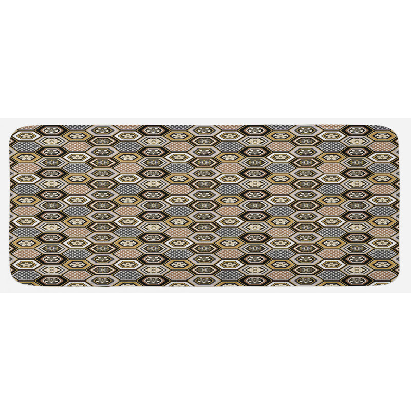 Tapis de cuisine victorien damassé baroque hexagonal rococo