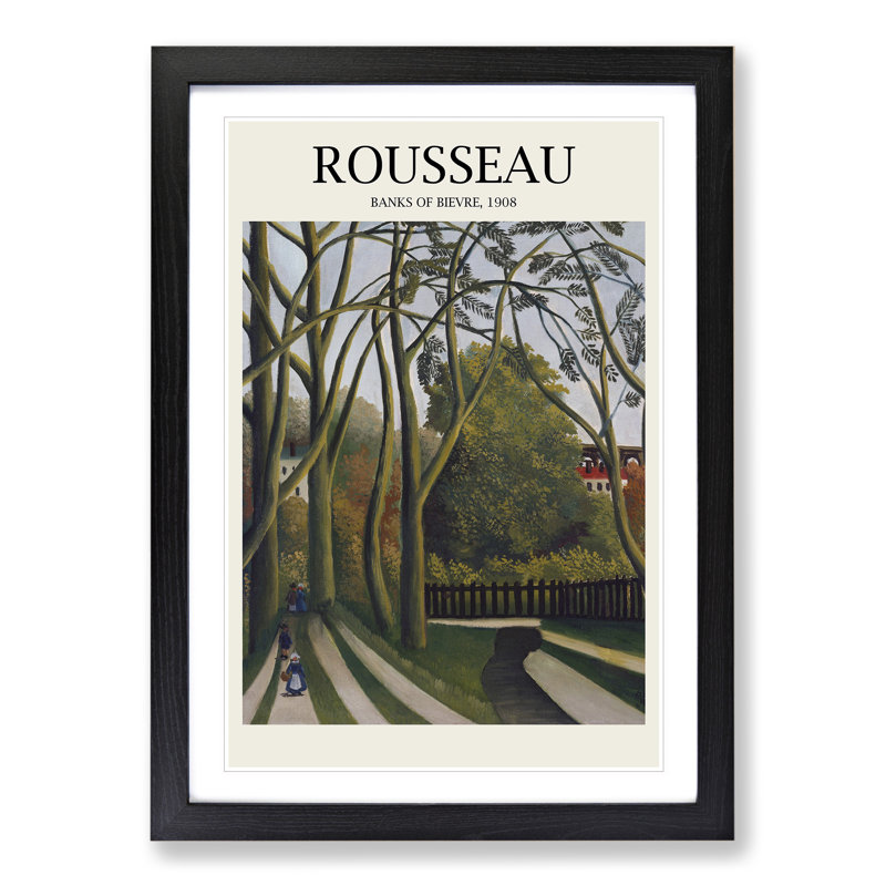 The Banks of the Bievre by Henri Rousseau - Picture Frame Painting, Black Framed, 48cm H x 36cm W x 2cm D