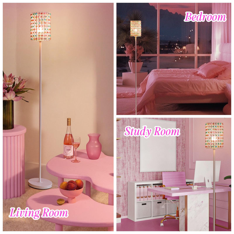 Stylish Beaded Floor Lamp, Modern Design, LED Bulbs Included, Easy-Control Foot Switch, Perfect For Living Room, Bedroom, Office, Cafe