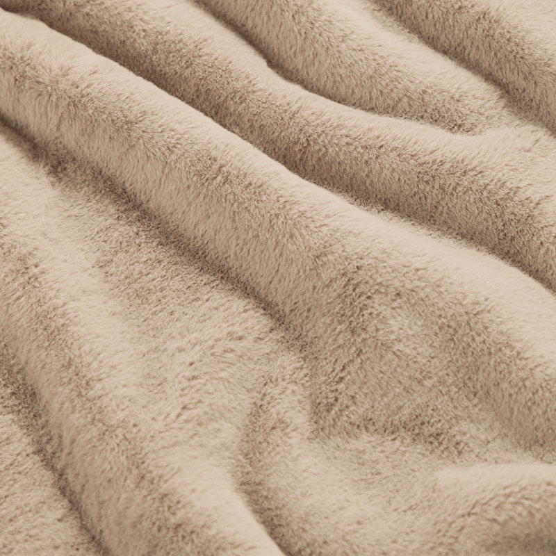 XL Beige Double-Sided Faux Fur Throw Blanket