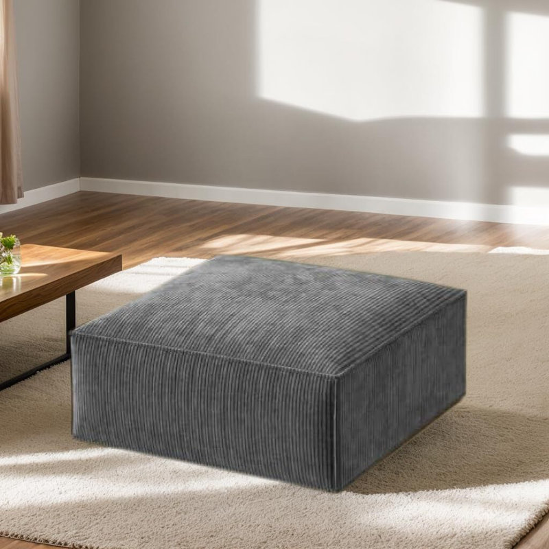 Module de repose-pieds rembourré en velours côtelé 30 po pour canapé modulaire 30 po, aucun assemblage requis, Gris