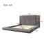 Lit plateforme tapissier de plancher avec tête de lit en bois allongée et tablette de chevet, aucun sommier nécessaire-1255839575