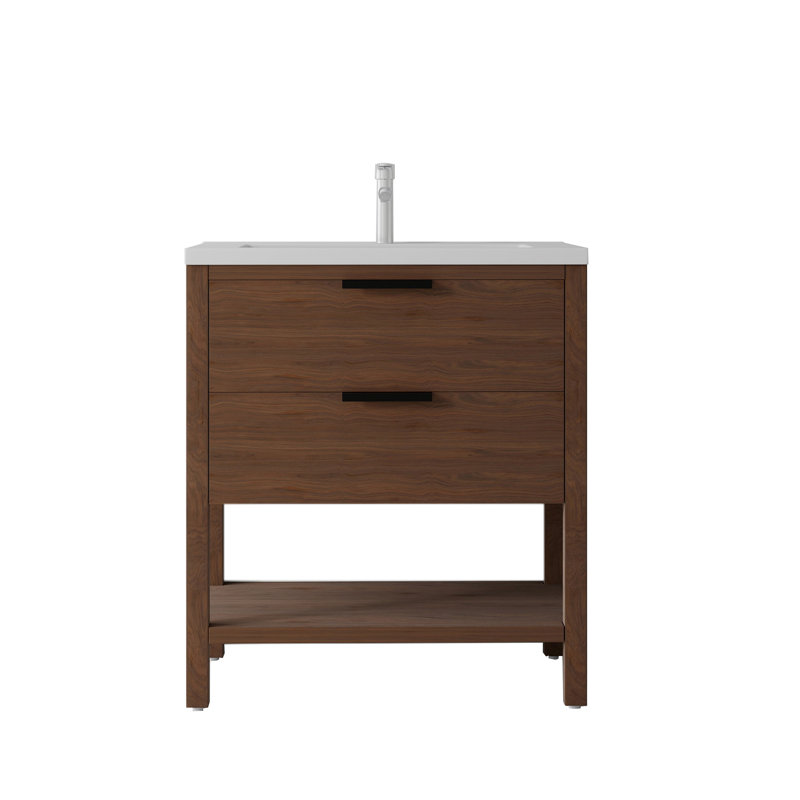 Meuble-lavabo sur pied 36 po avec lavabo à fermeture en douceur pour petites salles de bain 36 po, Brown, 36"