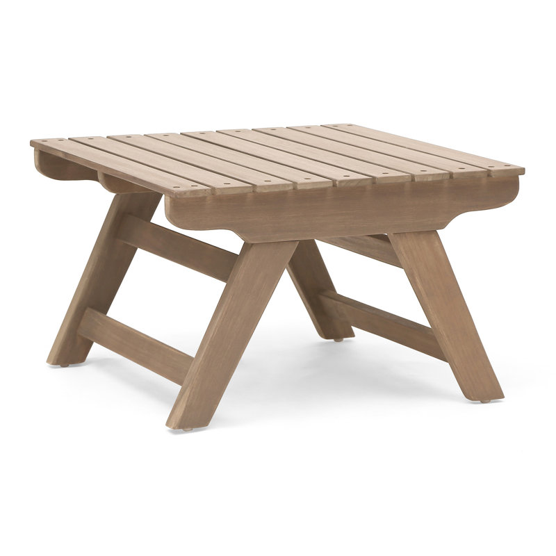 Grey Outdoor Side Table Of Wood, 19.92”x19.92”x12.84”, Open Slat Design Construction Accent Appearance Decorative - Feature