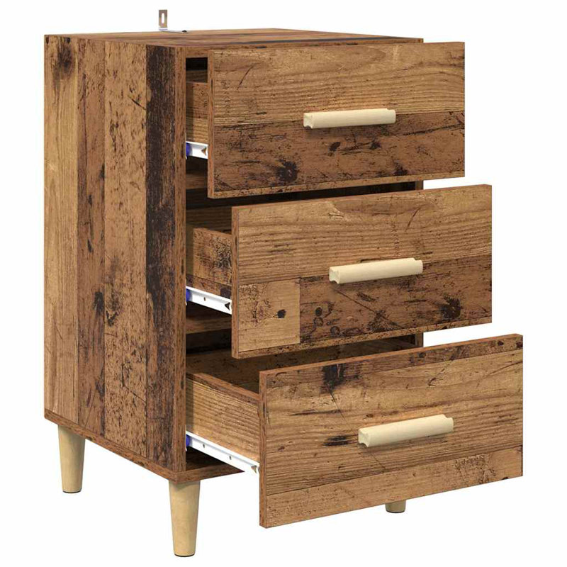 40cm W Manufactured Wood Bedside Table, Old Wood