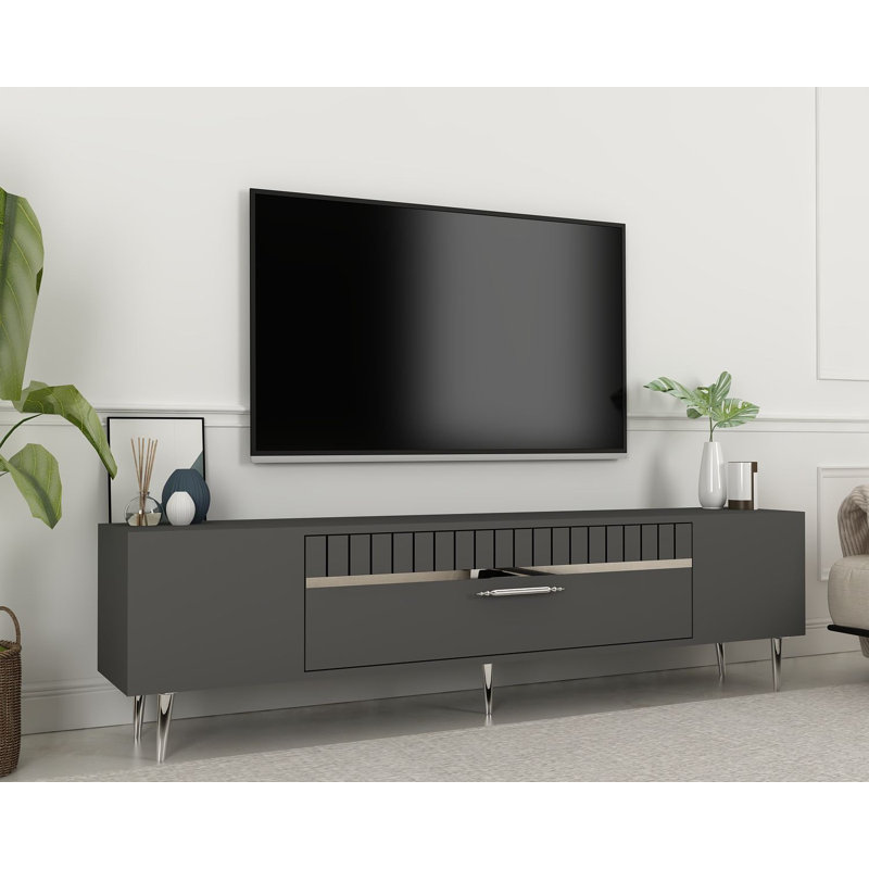 Meuble télé Catena, Gris / argent 