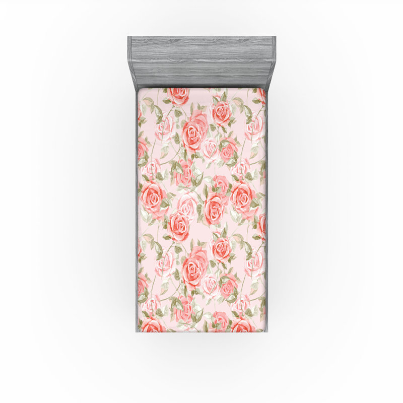 Drap-housse Ambesonne Garden Scene Innocent Rose Flowers
