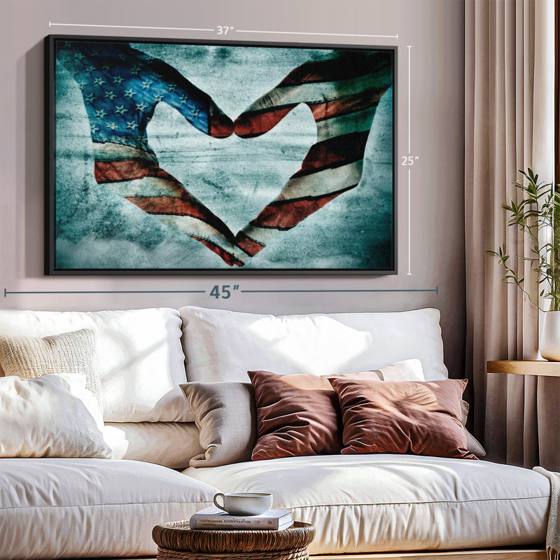 «USA Heart Hands Wall Art», H 25 po x l 37 po