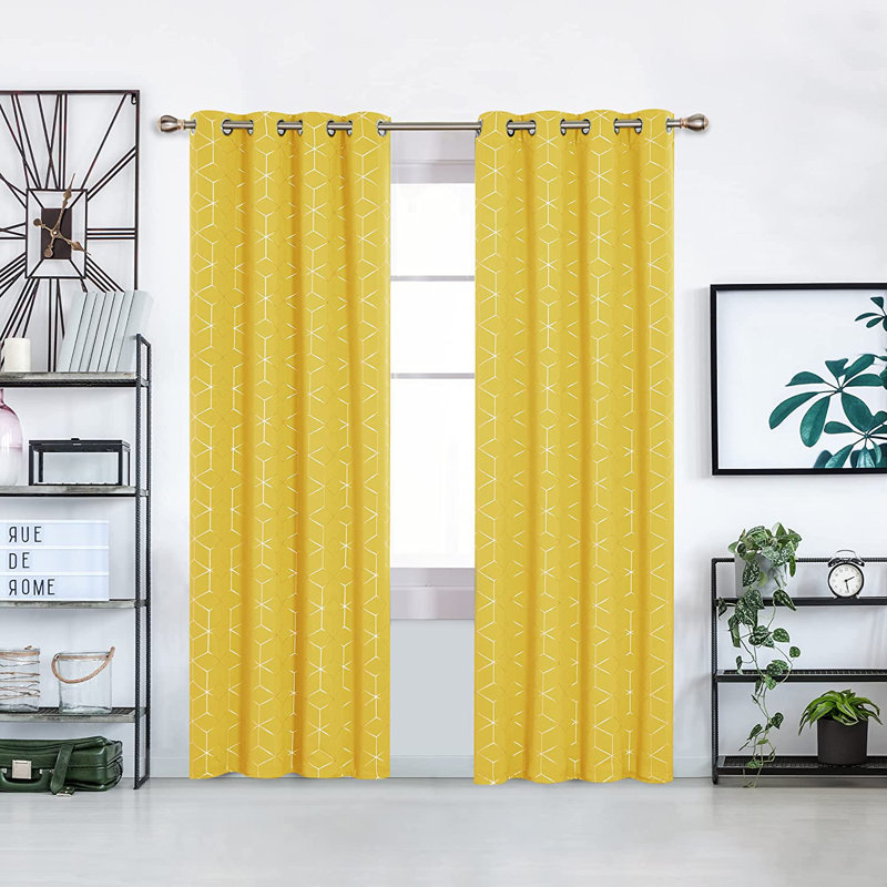 Malone Room Darkening Thermal Curtain, Width 168 x Drop 183cm, Mellow Yellow